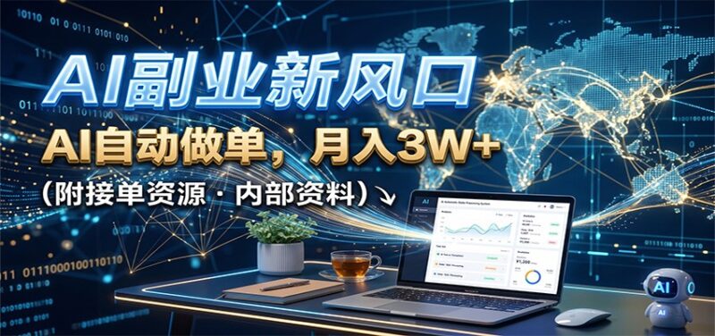 AI副业新风口,AI自动做单,月入3W+,附接单资源-百科网