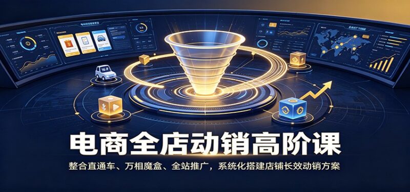 电商全店动销高阶课：整合直通车、万相魔盒、全站推广，系统化搭建店铺长效动销方案-百科网