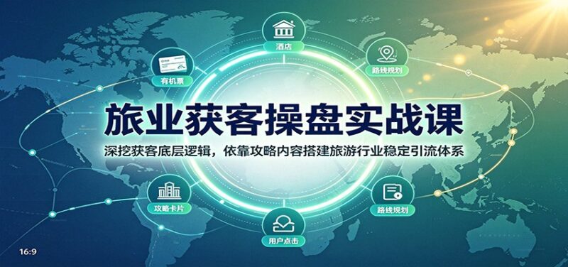 旅业获客操盘实战课:深挖获客底层逻辑,依靠攻略内容搭建旅游行业稳定引流体系-百科网