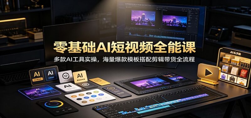 零基础AI短视频全能课:多款AI工具实操,海量爆款模板搭配剪辑带货全流程-百科网