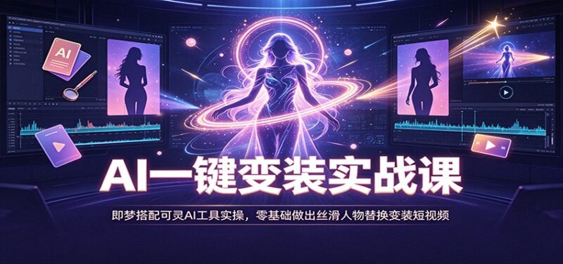 AI一键变装实战课:即梦搭配可灵AI工具实操,零基础做出丝滑人物替换变装短视频-百科网