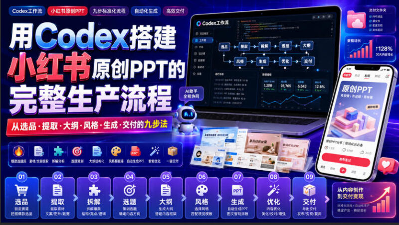 用Codex搭建小红书原创PPT的完整生产流程，从选品·提取·大纲·风格·生成·交付的九步法-百科网