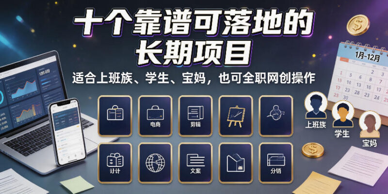 十个靠谱可落地的长期项目，适合上班族、学生、宝妈，也可全职网创操作-百科网