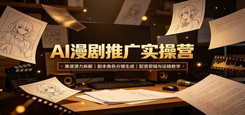 AI漫剧推广实操营:赛道潜力拆解,剧本角色分镜生成,配音剪辑与运镜教学-百科网