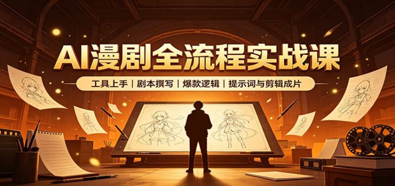 AI漫剧全流程实战课：工具上手、剧本撰写、爆款逻辑、提示词与剪辑成片-百科网