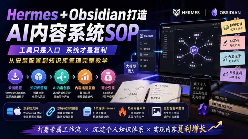 (19861期)Hermes+Obsidian打造AI内容系统SOP;工具只是入口系统才是复利,从安装配置到知识库管理完整教学-百科网