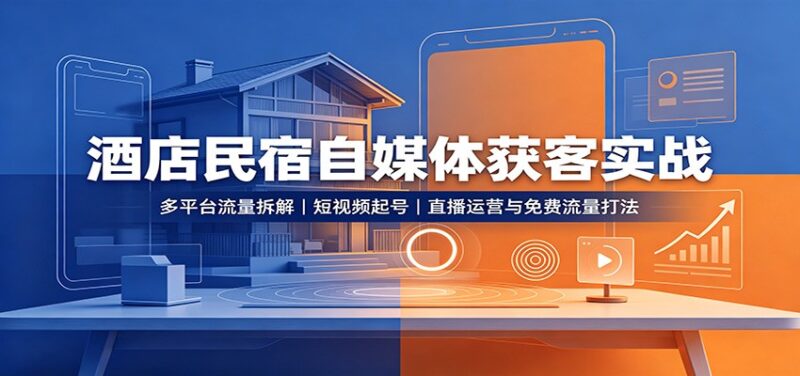 酒店民宿自媒体获客实战：多平台流量拆解，短视频起号，直播运营与免费流量打法-百科网
