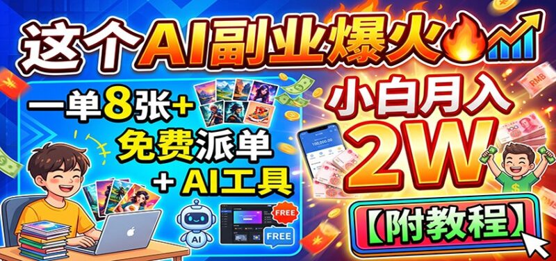 这个AI副业爆火!一单8张+,免费派单+AI工具,小白月入2W【附教程】-百科网