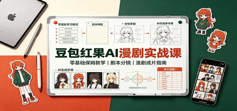 豆包红果AI漫剧实战课:零基础保姆教学,剧本分镜,漫剧成片指南-百科网