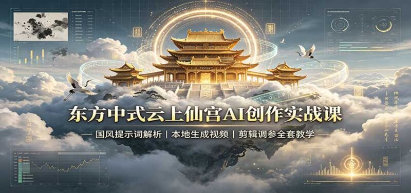 东方中式云上仙宫AI创作实战课:国风提示词解析,本地生成视频,剪辑调参全套教学-百科网