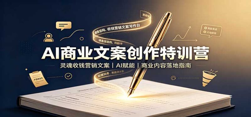 AI商业文案创作特训营：灵魂收钱营销文案，AI赋能，商业内容落地指南-百科网