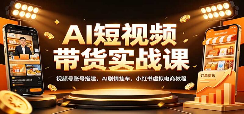 AI短视频带货实战课:视频号账号搭建,AI剧情挂车,小红书虚拟电商教程-百科网