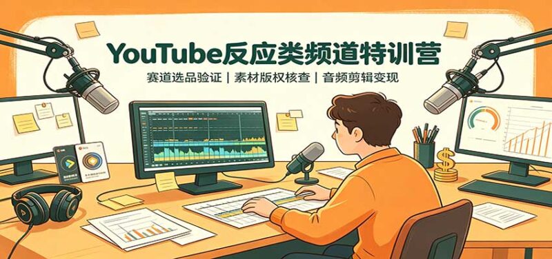 YouTube反应类频道特训营:赛道选品验证,素材版权核查,音频剪辑变现-百科网