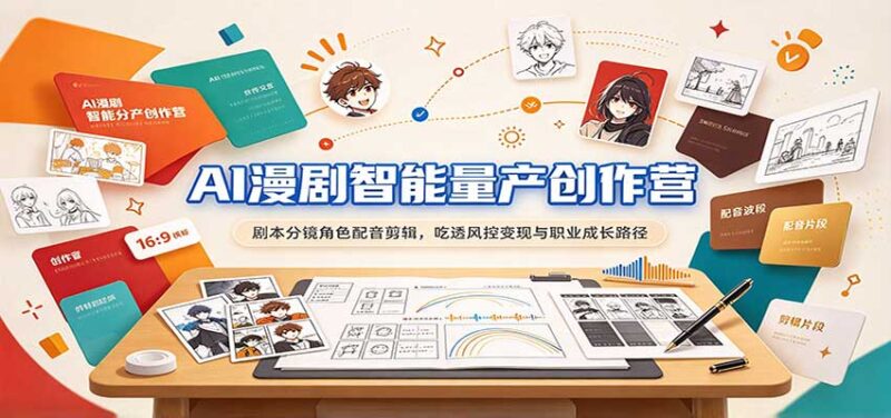 AI漫剧智能量产创作营:剧本分镜角色配音剪辑,吃透风控变现与职业成长路径-百科网_分享创业项目_网上赚钱方法