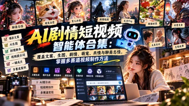 【无水印】AI剧情短视频智能体合集:覆盖文案、生图、剧情、萌宠、共情与聊斋志怪,掌握多赛道视频制作方法-百科网_分享创业项目_网上赚钱方法
