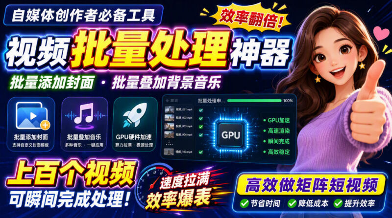 （20399期）视频批量加封面，把封面添加到视频第一帧，不用剪辑软件批量添加-百科网