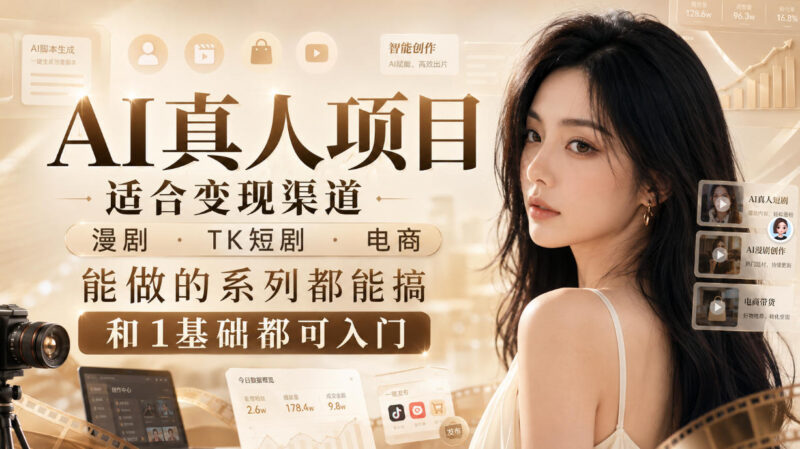 AI真人项目，适合变现渠道，漫剧，TK短剧，电商，能做的系列都能搞，0和1基础都可入门-百科网