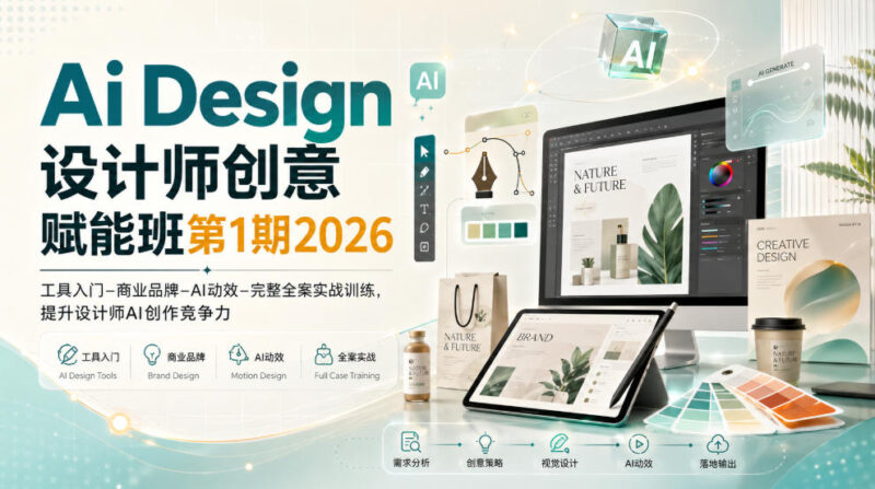 Ai Design设计师创意赋能班第1期2026|工具入门‑商业品牌‑AI动效‑完整全案实战训练,提升设计师AI创作竞争力-百科网