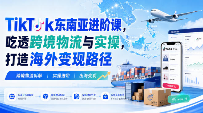 TikTok东南亚进阶课，吃透跨境物流与实操，打造海外变现路径-百科网