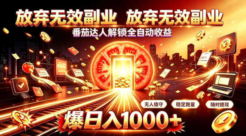 放弃无效副业,番茄达人解锁全自动收益,日入1k+,门槛最低的线上轻资产项目-百科网