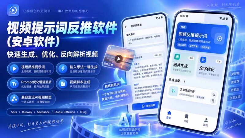 (20301期)视频提示词反推软件(安卓软件),快速生成、优化、反向解析视频-百科网