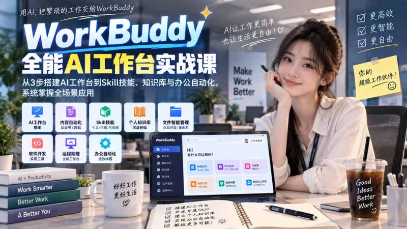 （20403期）WorkBuddy全能AI工作台实战课：从3步搭建AI工作台到Skill技能、知识库与办公自动化，系统掌握全场景应用-百科网