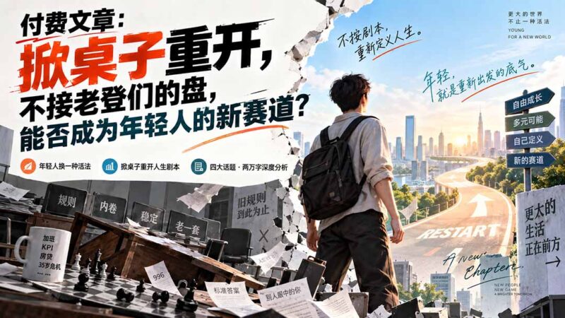 (20557期)付费文章:掀桌子重开,不接老登们的盘,能否成为年轻人的新赛道?-百科网