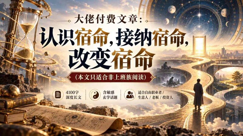 【无水印】大佬付费文章：认识宿命，接纳宿命，改变宿命（本文只适合非上班族阅读）-百科网_分享创业项目_网上赚钱方法