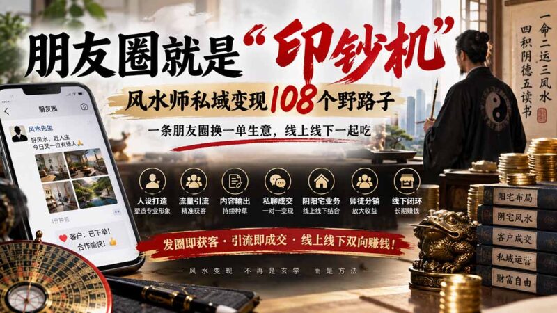 (20464期)朋友圈就是“印钞机”,风水师私域变现108个野路子,一条朋友圈换一单生意,线上线下一起吃【文档】-百科网
