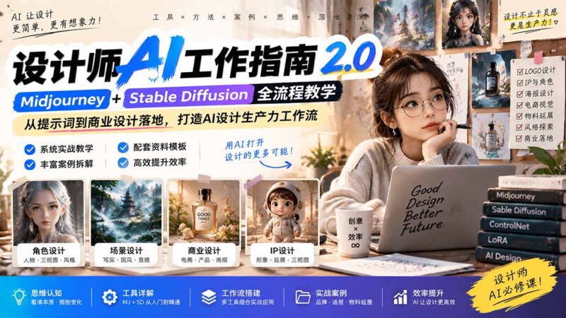 （20562期）《设计师AI工作指南 2.0》-无水印课：从思维落地，解锁 AI 设计生产力-百科网