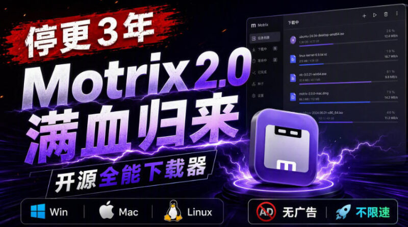 （20382期）停更3年，Motrix 2.0满血归来：开源全能下载器，Win/Mac/Linux通吃，无广告不限速-百科网