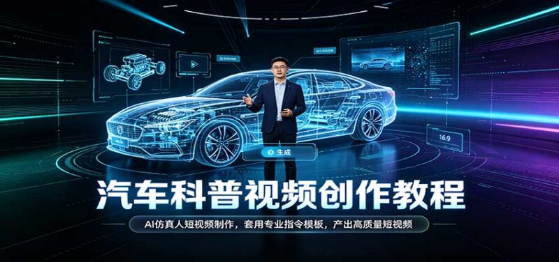 汽车科普视频创作教程：AI仿真人短视频制作，套用专业指令模板，产出高质量短视频-百科网