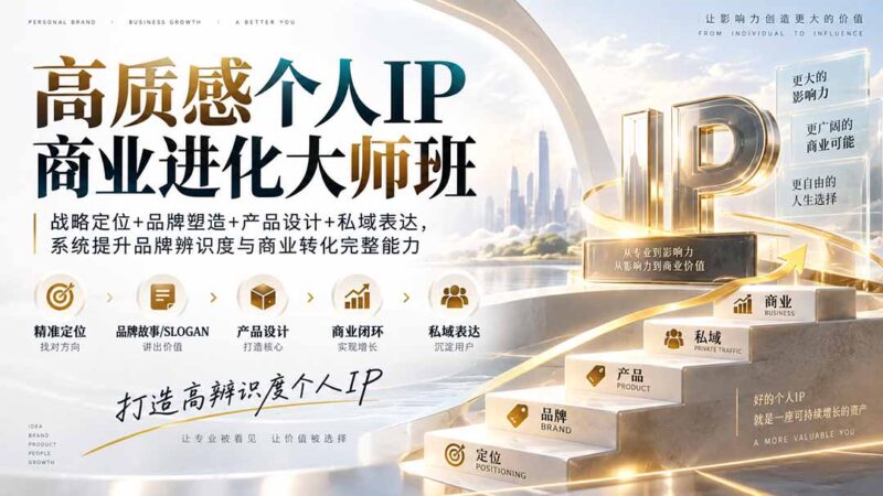 (20324期)高质感个人IP商业进化大师班:战略定位+品牌塑造+产品设计+私域表达,系统提升品牌辨识度与商业转化完整能力-百科网