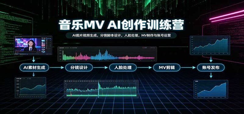 音乐MV AI创作训练营:AI图片视频生成,分镜脚本设计,人脸处理,MV制作与账号运营-百科网