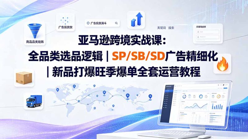 (20160期)亚马逊跨境实战课-更新8月:全品类选品逻辑|SP/SB/SD广告精细化|新品打爆旺季爆单全套运营教程-百科网