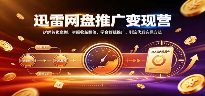 迅雷网盘推广变现营:拆解转化案例,掌握收益翻倍,学会群组推广、引流代发实操方法-百科网
