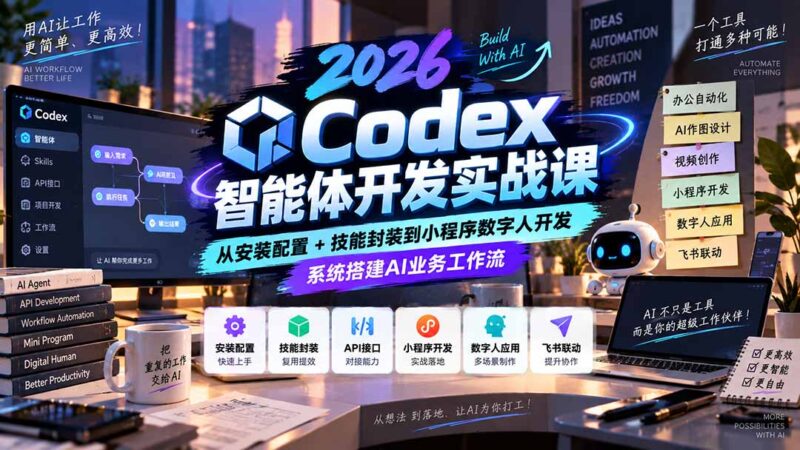 （20574期）2026Codex智能体开发实战课：从安装配置+技能封装到小程序数字人开发，系统搭建AI业务工作流-百科网