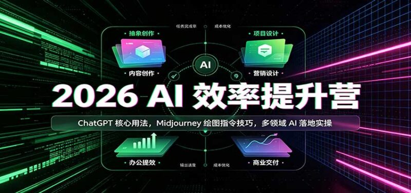 2026 AI效率提升营:ChatGPT核心用法,Midjourney绘图指令技巧,多领域AI落地实操-百科网