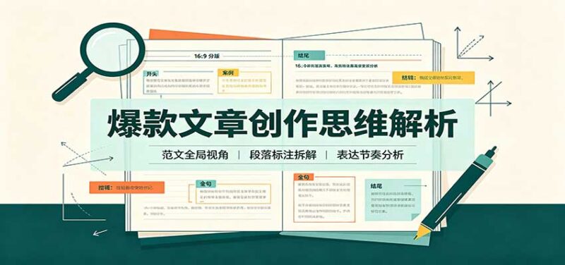 爆款文章创作思维解析:全局视角拆解范文,梳理行文逻辑,搭配真实拆文实操案例-百科网