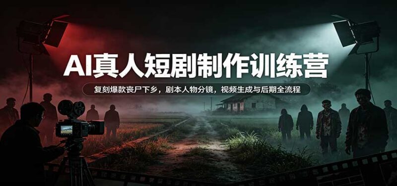 AI真人短剧制作训练营：复刻爆款丧尸下乡，剧本人物分镜，视频生成与后期全流程-百科网
