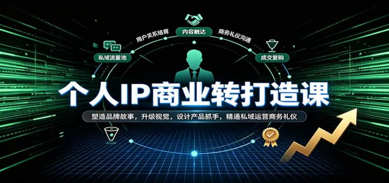 个人IP商业打造课：塑造品牌故事，升级视觉，设计产品抓手，精通私域运营商务礼仪-百科网