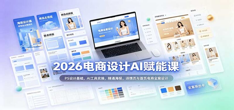 2026电商设计AI赋能课：PS设计基础，AI工具实操，精通海报、详情页与首页电商全案设计-百科网