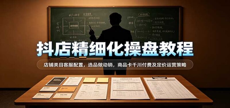抖店精细化操盘教程:店铺类目客服配置,选品做动销,商品卡千川付费及定价运营策略-百科网