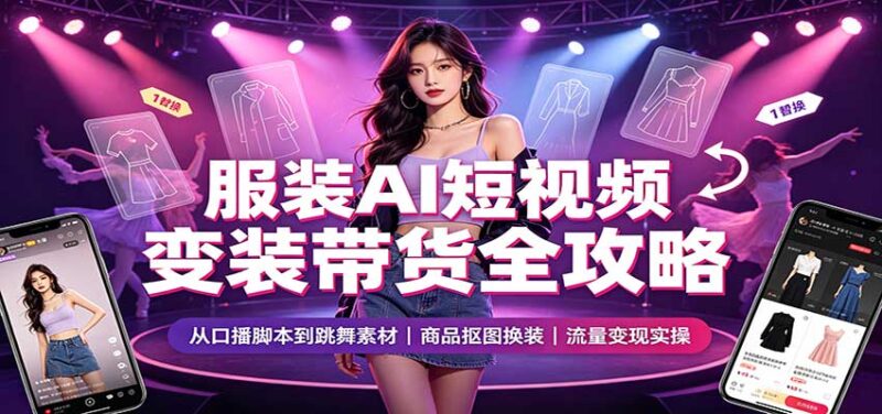 2026服装AI短视频带货实战课:变装口播跳舞素材制作,商品抠图换装,短视频变现指南-百科网