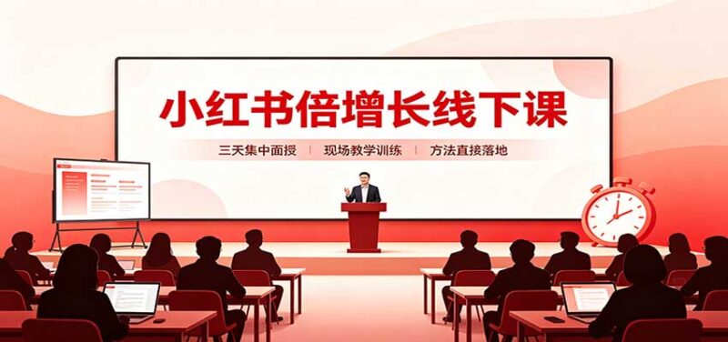 小红书倍增长线下课:三天集中面授,拆解选品、素材制作与起号全链路-百科网