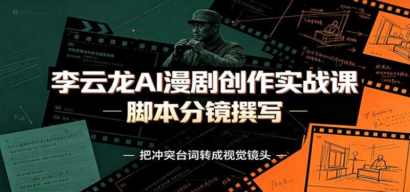 李云龙AI漫剧创作实战课：角色人设还原，脚本分镜撰写，AI漫剧成片完整制作教学-百科网