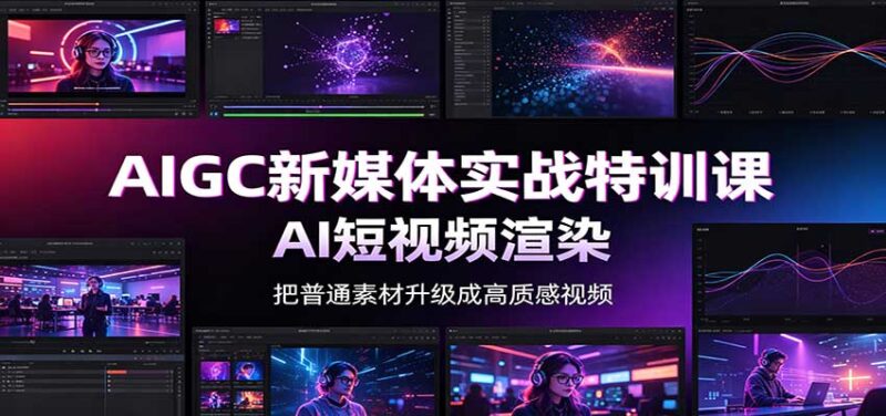 AIGC新媒体实战特训课:工具入门实操,AI短视频渲染,数字人商业视频制作-百科网