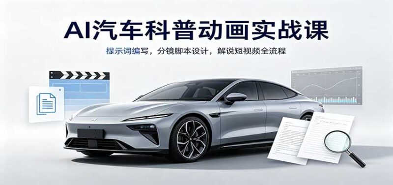AI汽车科普动画实战课:提示词编写,分镜脚本设计,解说短视频全流程-百科网