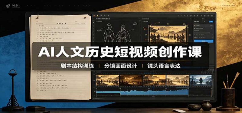 AI人文历史短视频创作课:赛道对标、剧本分镜制图,掌握视频完整产出流程-百科网