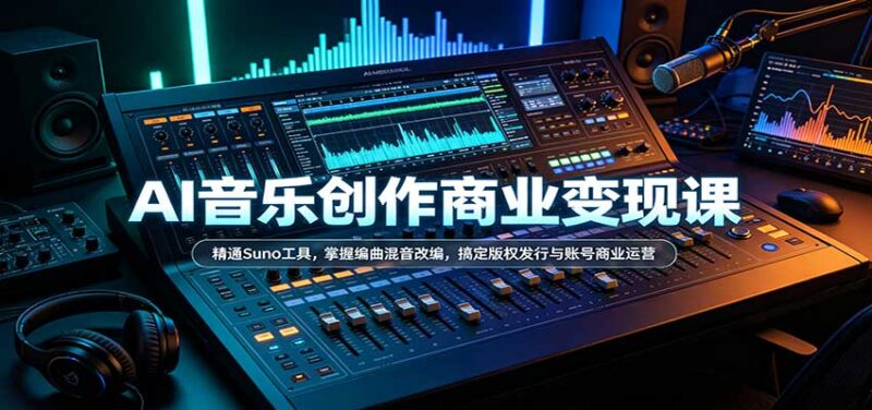 AI音乐创作商业变现课:精通Suno工具,掌握编曲混音改编,搞定版权发行与账号商业运营-百科网